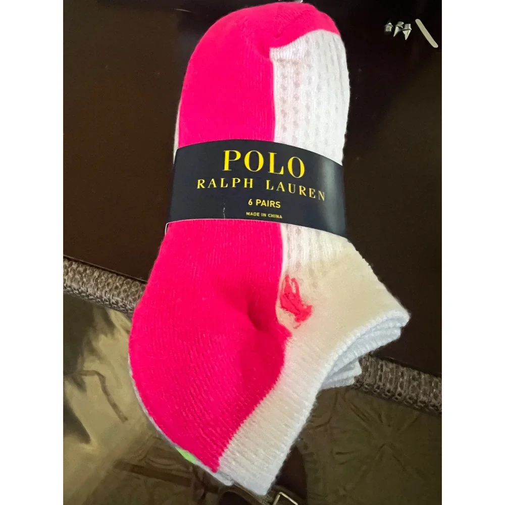 Polo Ralph Lauren Socks Women 9-11 Multicolor New 6 Pairs No Show Low Cut PKN